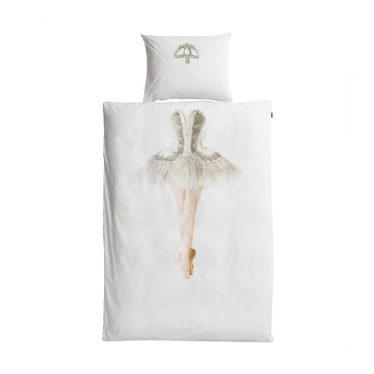 Snurk Twin Size 2-Piece Ballerina Duvet Cover Set - White/Gray