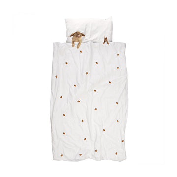 Snurk Twin Size 2-Piece Furry Friends Duvet Cover Set - White/Brown