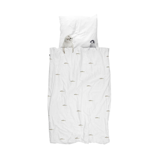 Snurk Twin Size 2-Piece Arctic Friends Duvet Cover Set - White