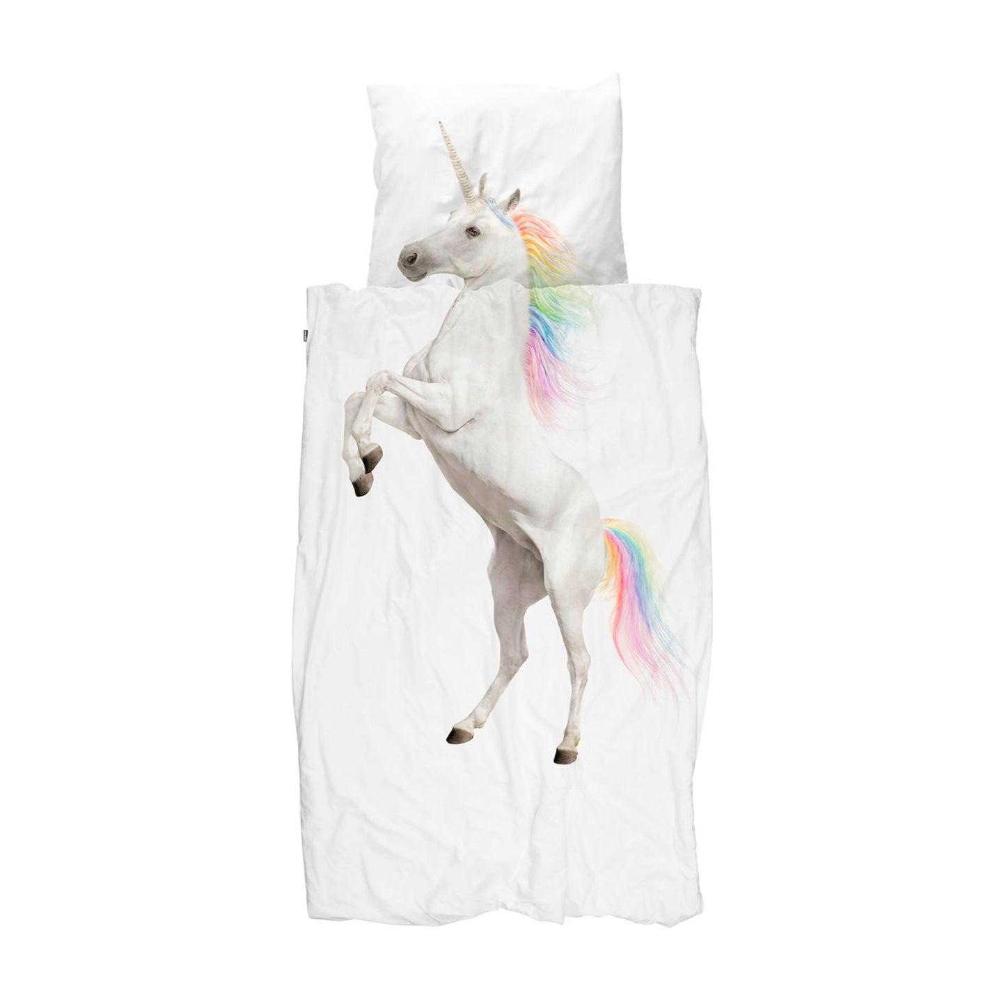 Juego de funda nórdica de dos piezas con diseño de unicornio de Snurk, tamaño doble, blanco y multicolor