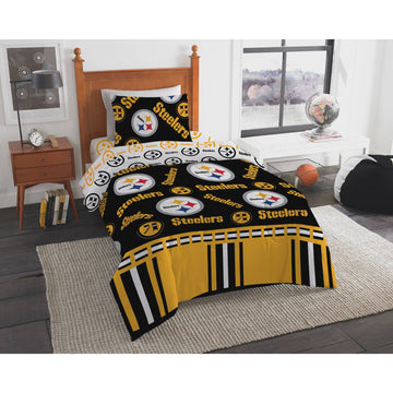 Juego de edredón de 4 piezas tamaño twin de los Pittsburgh Steelers de la NFL