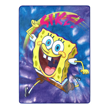 Manta de seda con efecto tie-dye de Bob Esponja de Nickelodeon, azul y amarilla