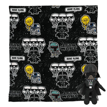 Juego de almohada y manta de tacto sedoso con el personaje de Star Wars Space Vader, color negro