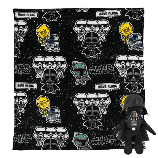 Star Wars Space Vader Character Hugger Pillow and Silk Touch Throw Set, Black