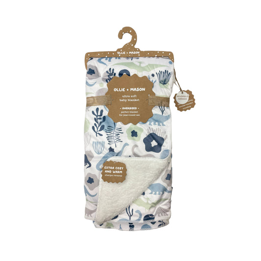 Manta de franela Sherpa de SL Home Fashions: plantas y dinosaurios