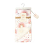 SL Home Fashions Flannel Sherpa Blanket - Ivy Rainbow Pink