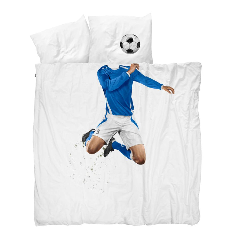 Snurk Queen Size 3-Piece Soccer Champ Duvet Cover Set - Blue/Light