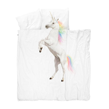 Snurk Queen Size 3-Piece Unicorn Duvet Cover Set - White/Multi