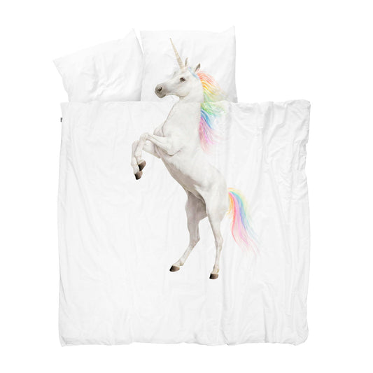 Snurk Queen Size 3-Piece Unicorn Duvet Cover Set - White/Multi