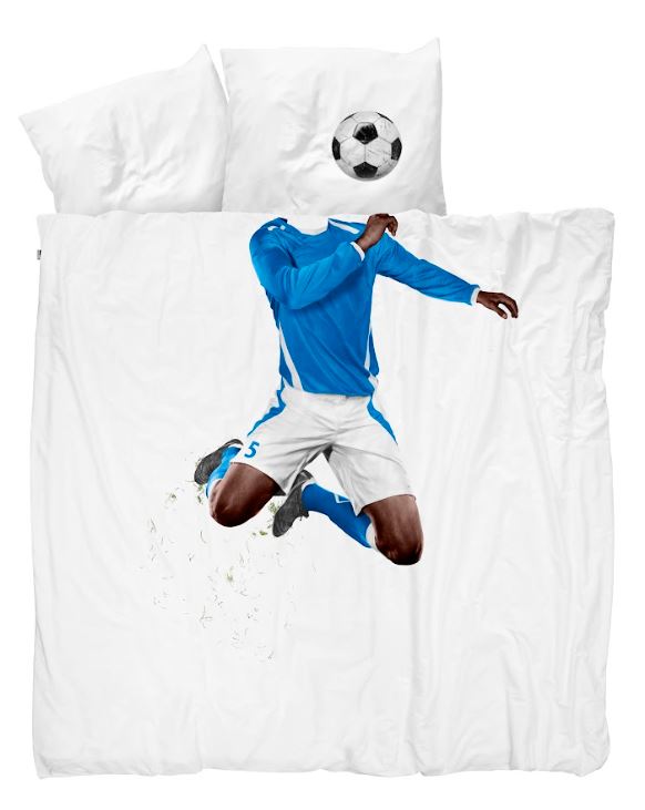 Juego de funda de edredón de 3 piezas tamaño queen de Snurk Soccer Champ - Azul/oscuro