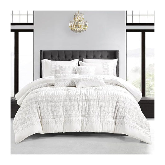 ESCA Gabbatha Queen Size Comforter Set (7-Piece) - White