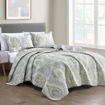 ESCA Deianira Queen Size 3-Piece Microfiber Reversible Bedspread Set - Multicolor