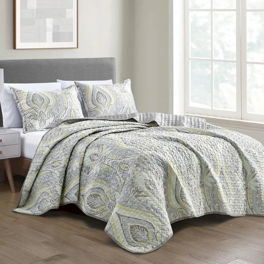 Esca Deianira Queen Size 3-Piece Microfiber Reversible Bedspread Set - Multicolor