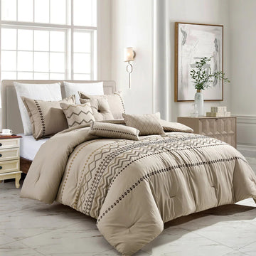 ESCA Umnia Luxury Queen Size 7-Piece Comforter Set - Brown