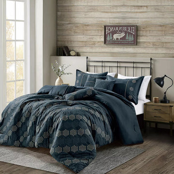 ESCA Eulanda Luxury Queen Size 7-Piece Comforter Set - Blue