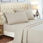 JCrown California King Size 4-Piece Microfiber Sheet Set with Deep Pocket - Beige