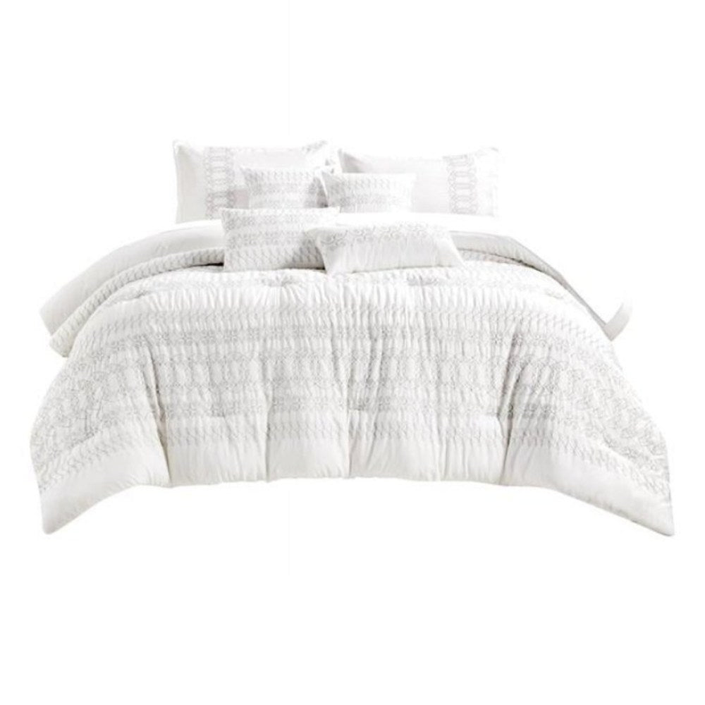 ESCA Gabbatha King/California King Size Comforter Set (7-Piece) - White