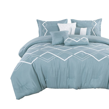 ESCA Meara Luxury King Size Comforter Set (7-Piece) - Blue