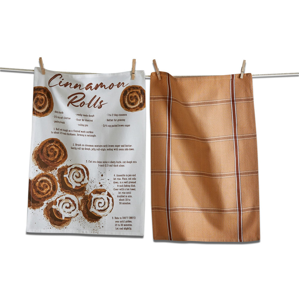 Tag 18" x 26" Cinnamon Roll Recipe Cotton Dishtowel (Set of 2) - White/Brown