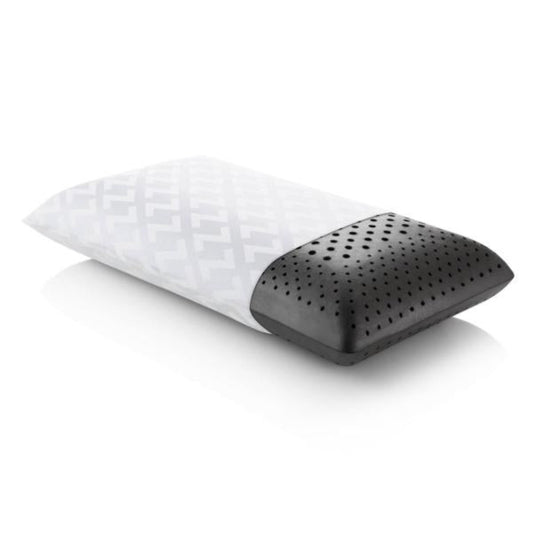 Almohada de espuma viscoelástica tamaño queen con infusión de carbón de bambú y masa activa zonificada de Malouf, color blanco