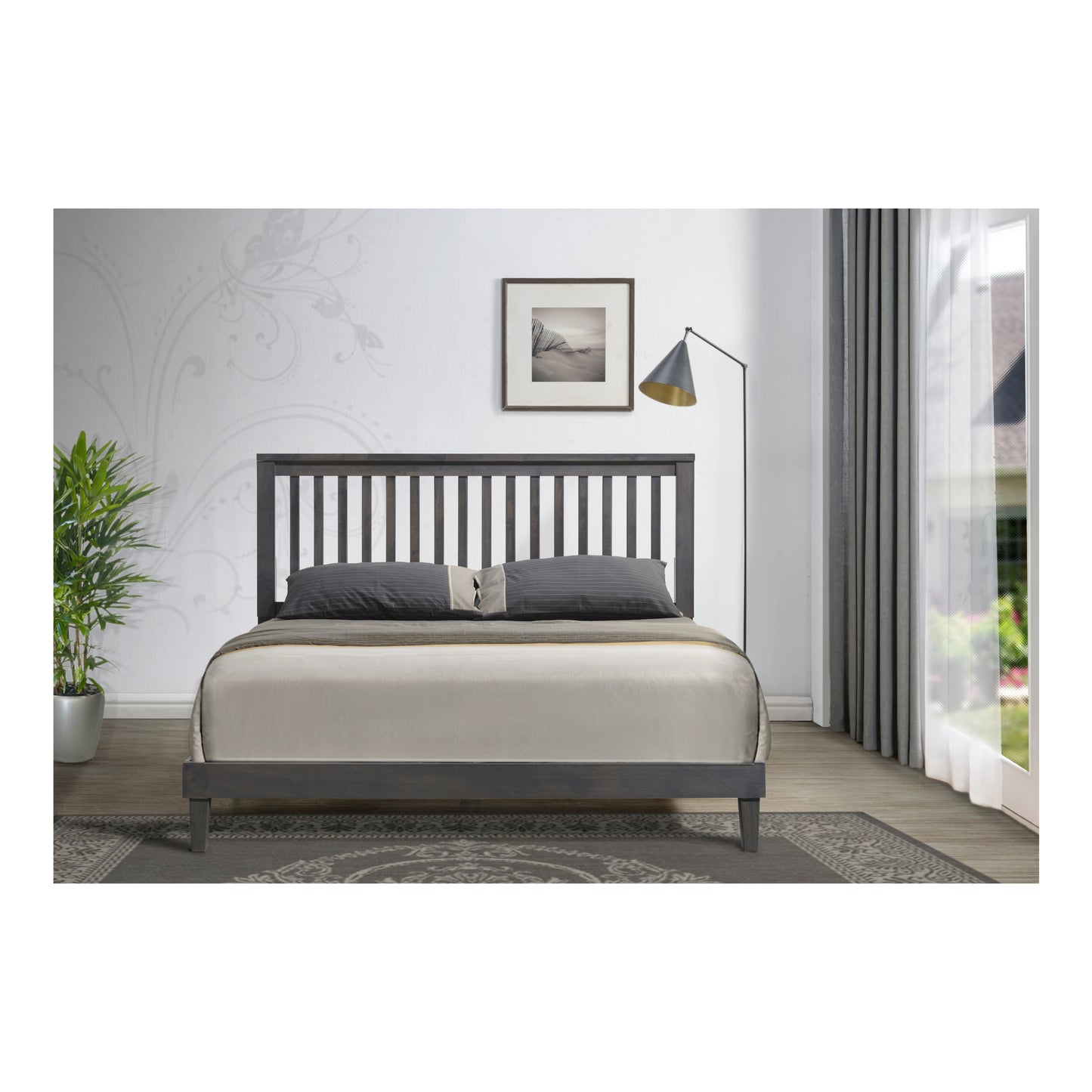 Mission Modern Queen Wooden Platform Bed