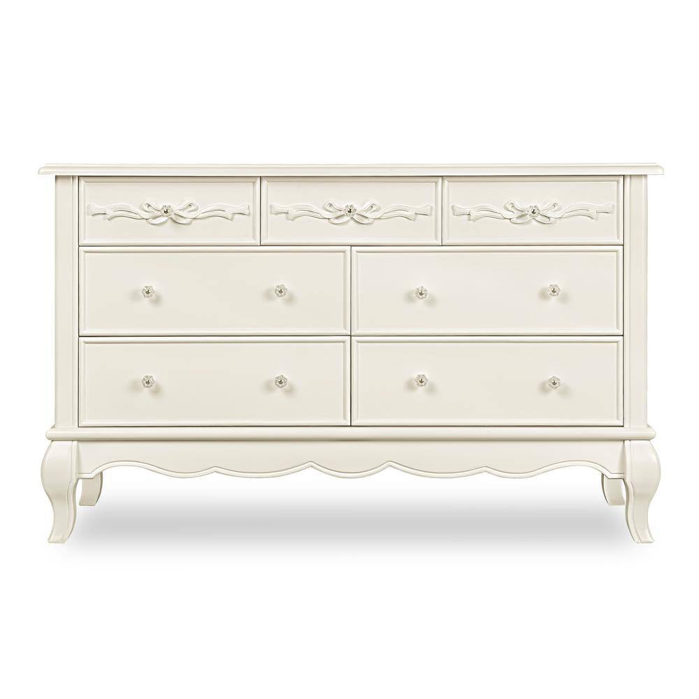 Aurora 54" Double Dresser with 7 Drawers by Evolur - Ivory