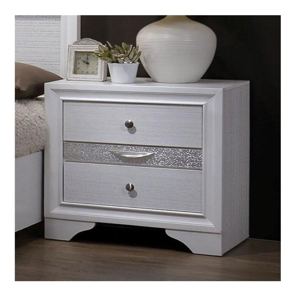 Chrissy 26" Nightstand with 3 Drawers by Furniture of America - White