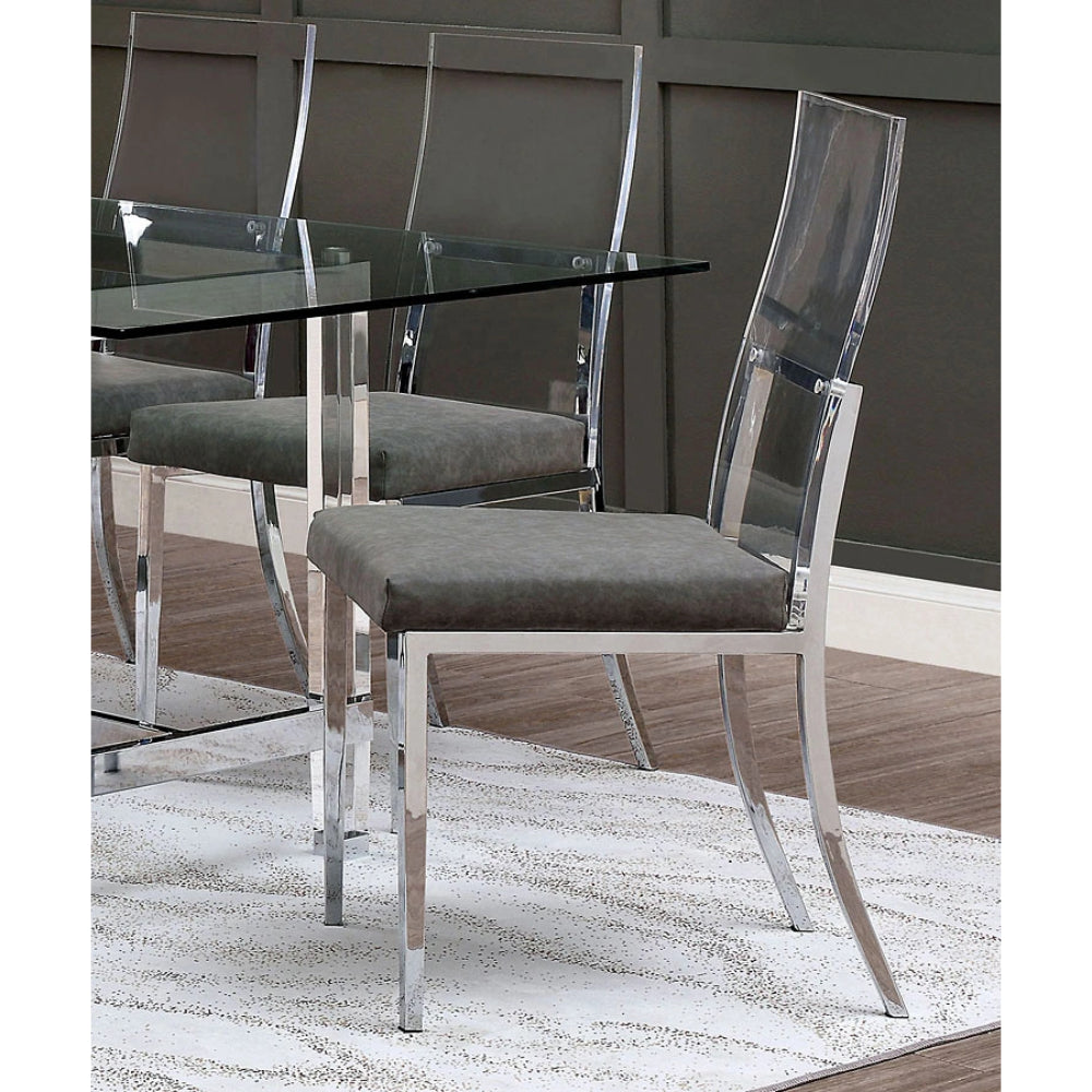 Casper Side Chair with Clear Acrylic Back (Set of 2) by Furniture of America