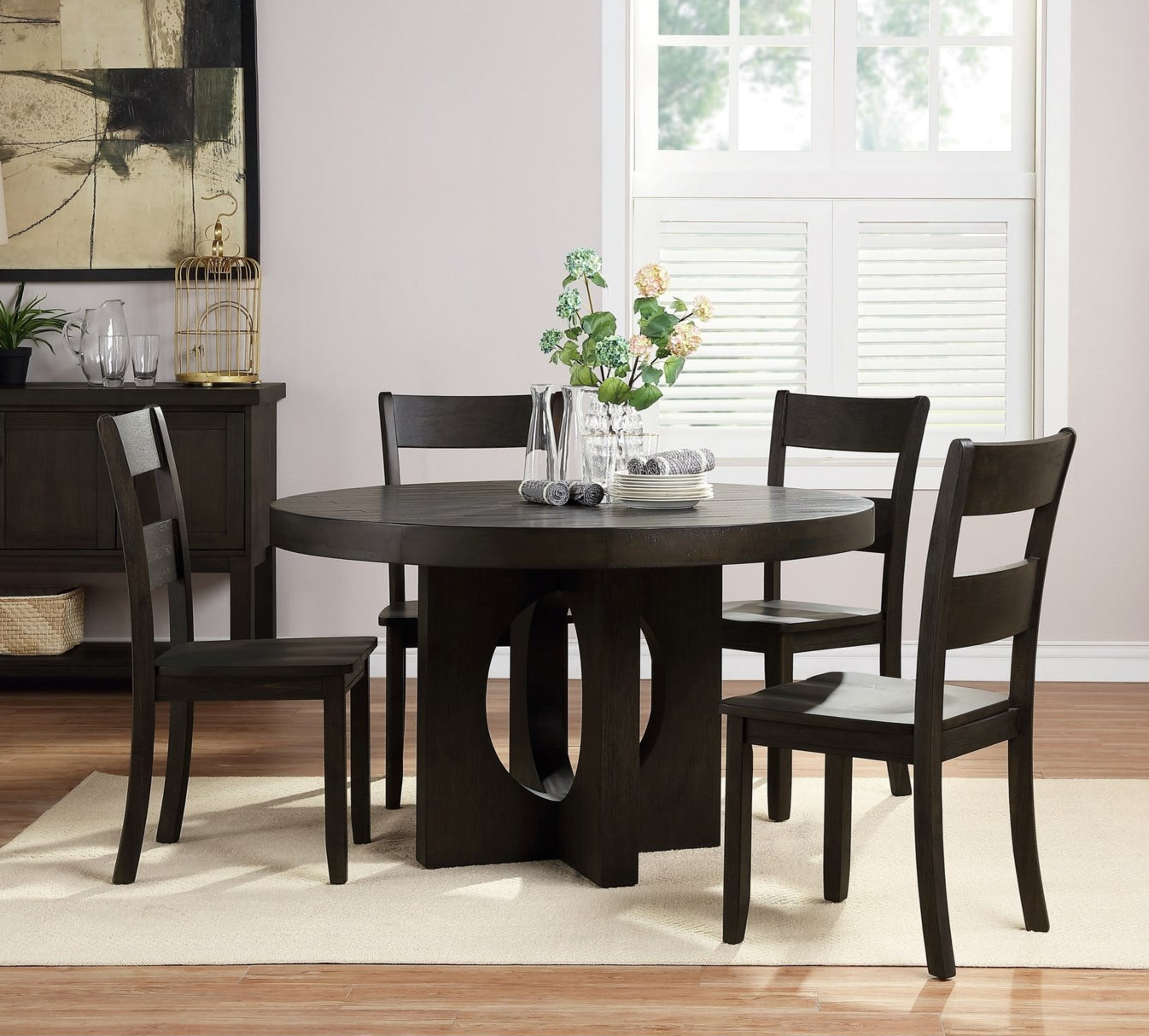 Randon Round Dining Table with 4 Chairs by Acme Furniture