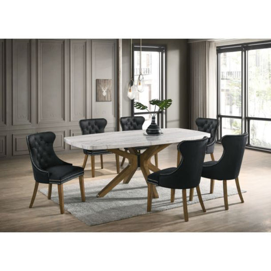 7-Piece Dining Set by Best Home - Marble Real Bianco