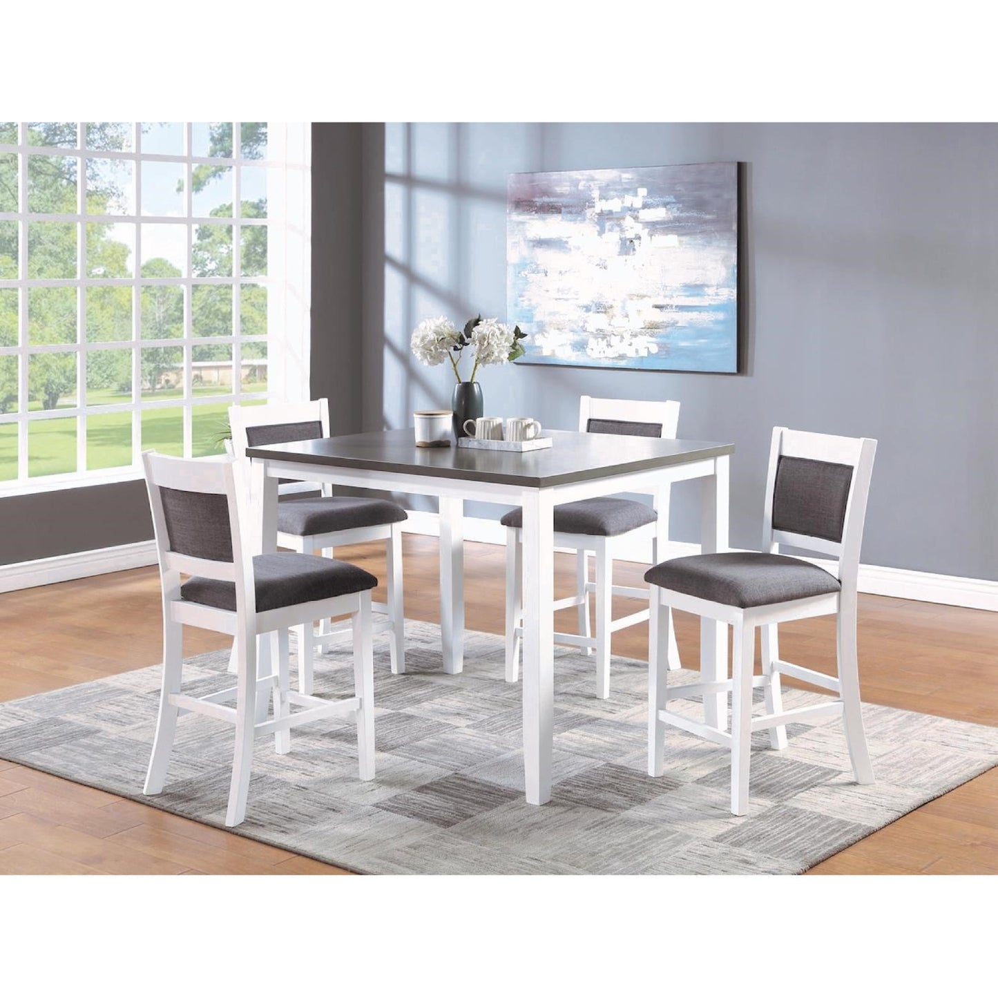 Crete Counter Height Dining Table with 4 Chairs by Vilo Home - White/Gray