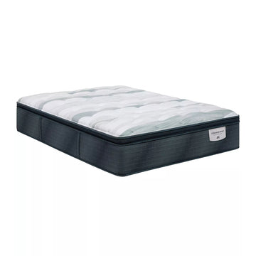 Colchón Beautyrest Harmony Lux Anchor Island de tamaño completo con cubierta acolchada mediana, firme, gris y blanco