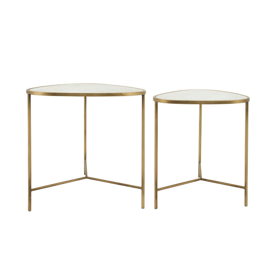 Contemporary Side Table (Set of 2) by Sagebrook Home - White/Gold