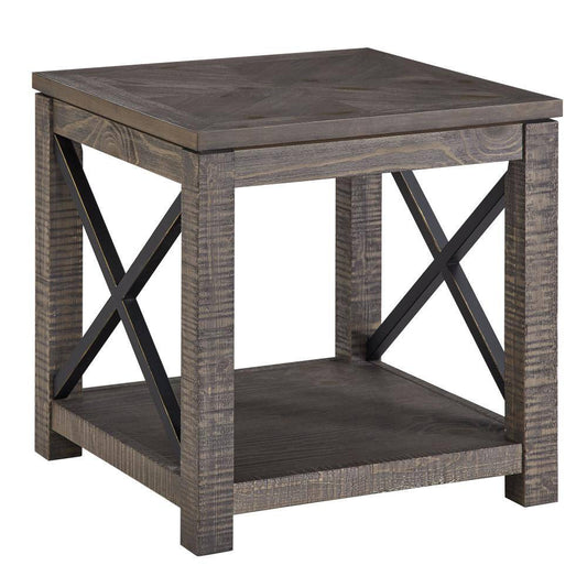 Dexter 24" Square End Table with Open Shelf by Steve Silver Company - Brown