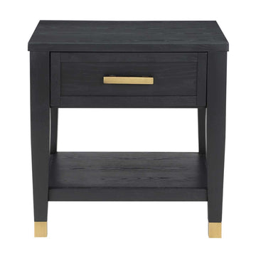 Yves 24" End Table with Open Shelf and Drawer by Steve Silver Company - Black