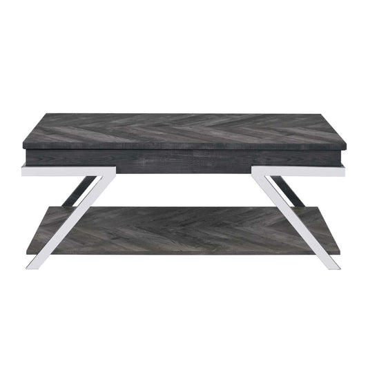 Roma 48" Coffee Table with Lift Top and Open Shelf by Steve Silver Company - Gray