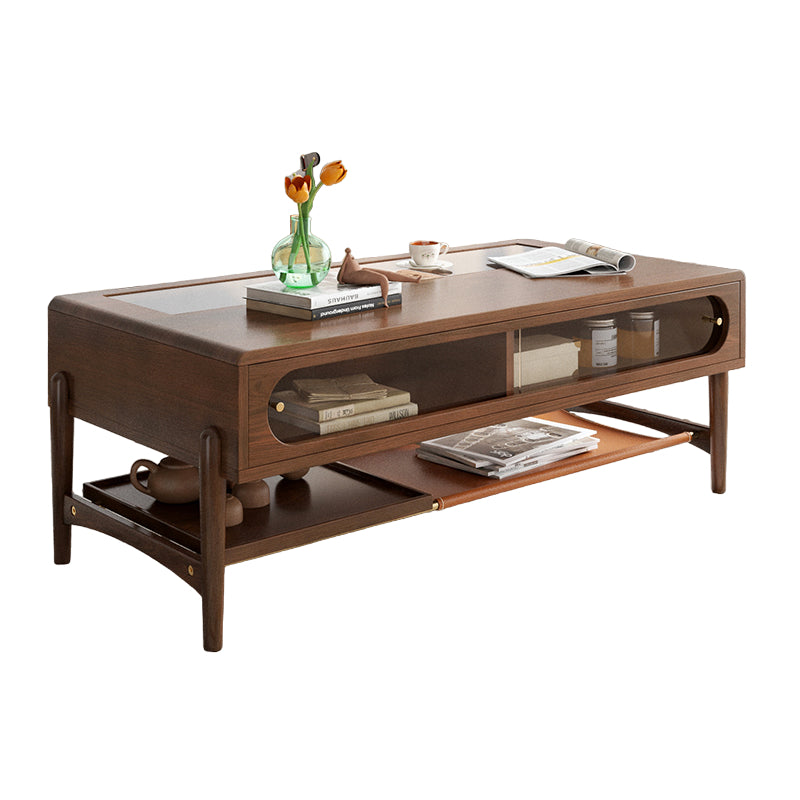 Mesa de centro con cristal de Best Home - Marrón oscuro