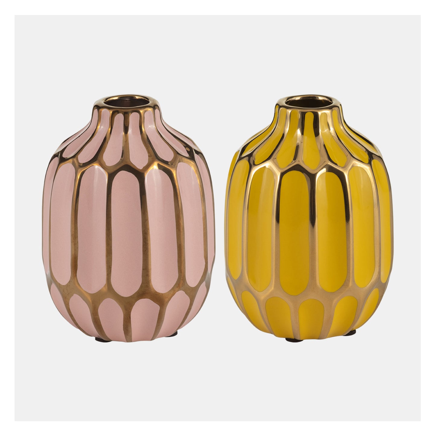 Sagebrook Home Contemporary 5" Ceramic Vase (Set of 2) - Blush/Yellow