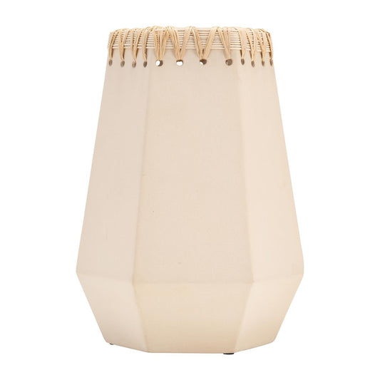 Jarrón de cerámica contemporáneo de 11" con tejido de Sagebrook Home - Marfil/Beige