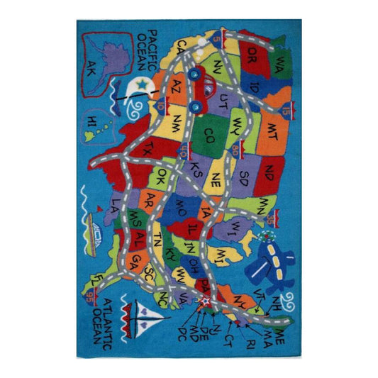 LA Rug 3' x 5' Fun Time Travel Fun Area Rug in Nylon - Multicolor