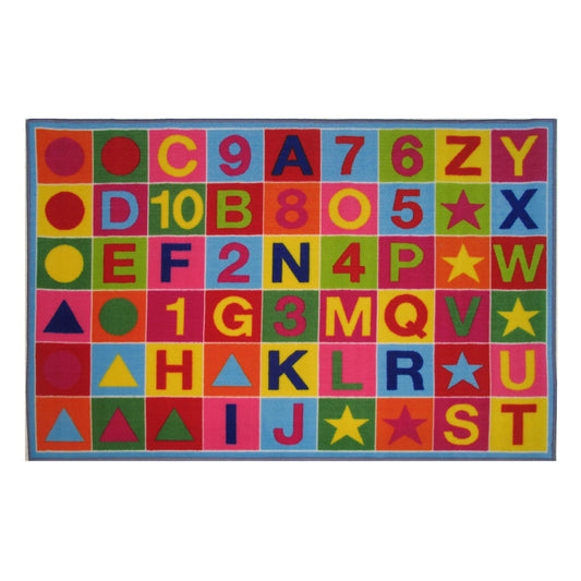 LA Rug 3' x 5' Fun Time Alphanumeric Kids Rug in Nylon - Multicolor