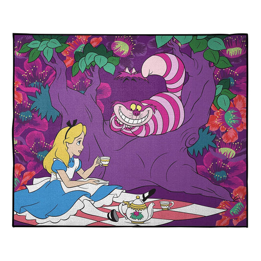 Alfombra decorativa de poliamida de 4' x 6' con temática de Alicia en el país de las maravillas de Disney, multicolor