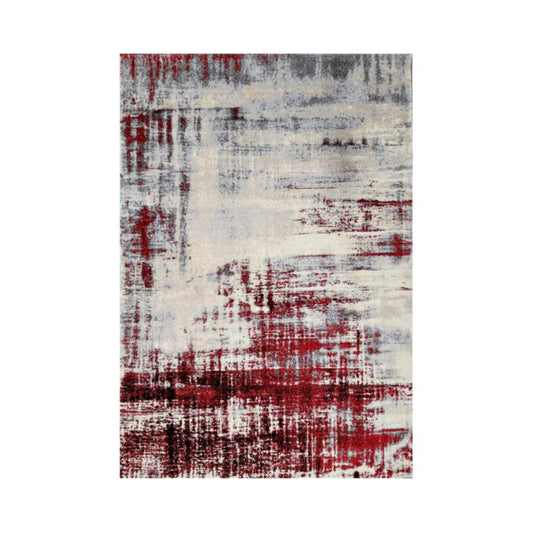 Tufan 5' 3" x 7' 7" Fargo-01 Power Loomed Rectangle Rug in Polyester and Polypropylene - Cream/Red