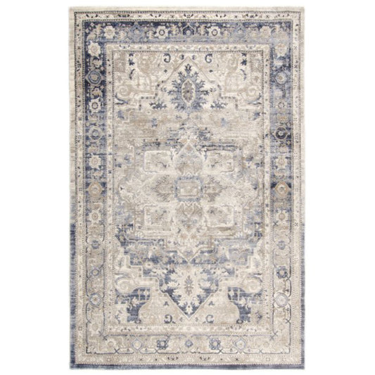 Tufan 4' x 6' Veranda-01 Power Loomed Rectangle Rug in Polyester - Blue