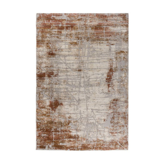 Tufan 5' x 8' Aspen-03 Power Loomed Rectangle Rug in Polypropylene and Polyester - Cream/Rust