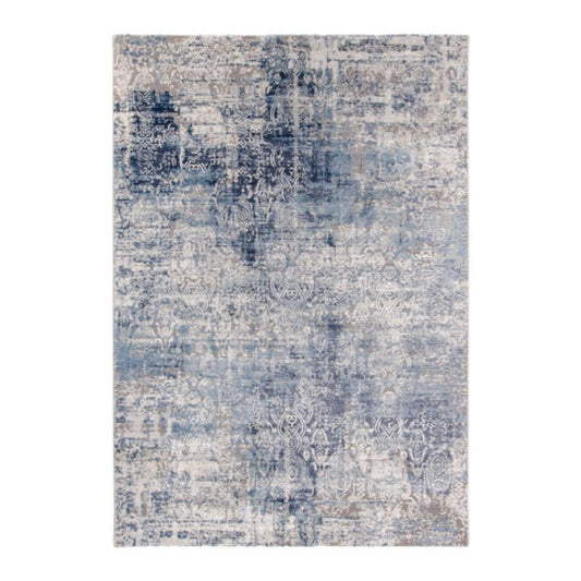 Tufan 5' 3" x 7' 7" Bella-01 Power Loomed Rectangle Rug in Polypropylene - Silver/Blue