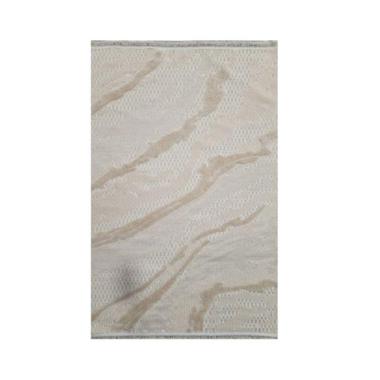 Tufan 5' x 8' Brooke-02 Power Loomed Rectangle Rug in Polyester Pile - Ivory