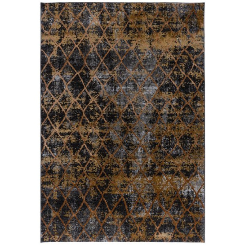 Tufan 4' x 6' Sublime-01 Power Loomed Rectangle Rug in Polyester Pile - Caramel Gray