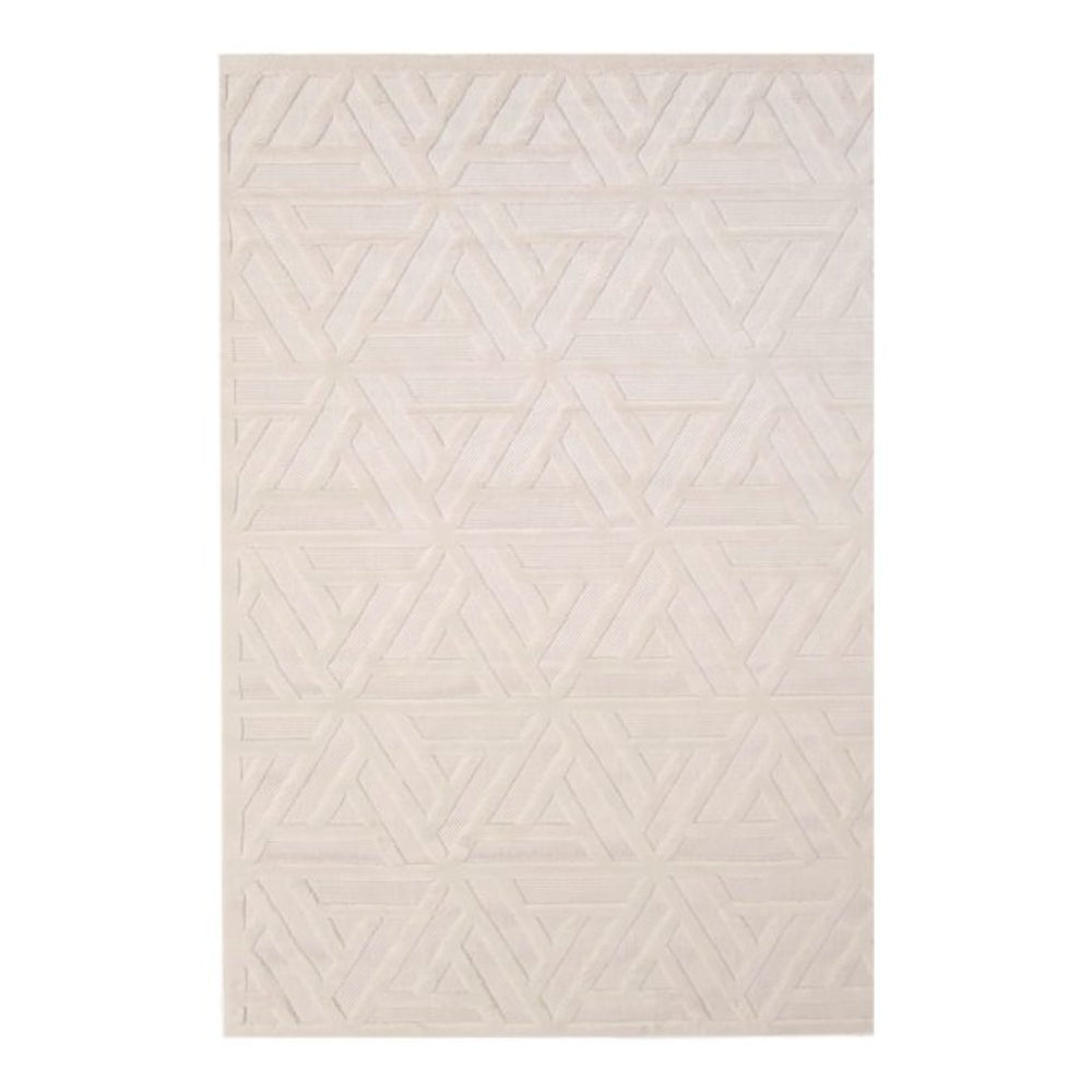 Tufan 5' 3" x 7' 7" Logan-08 Power Loomed Rectangle Rug in Polypropylene - Cream