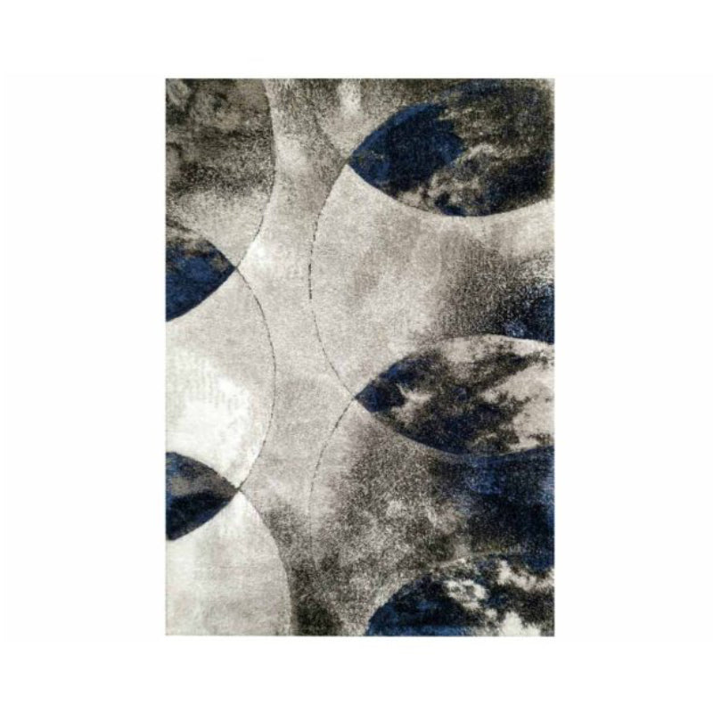 Tufan 5' 3" x 7' 7" Lola-02 Power Loomed Rectangle Rug in Polyester Pile - Gray/Blue